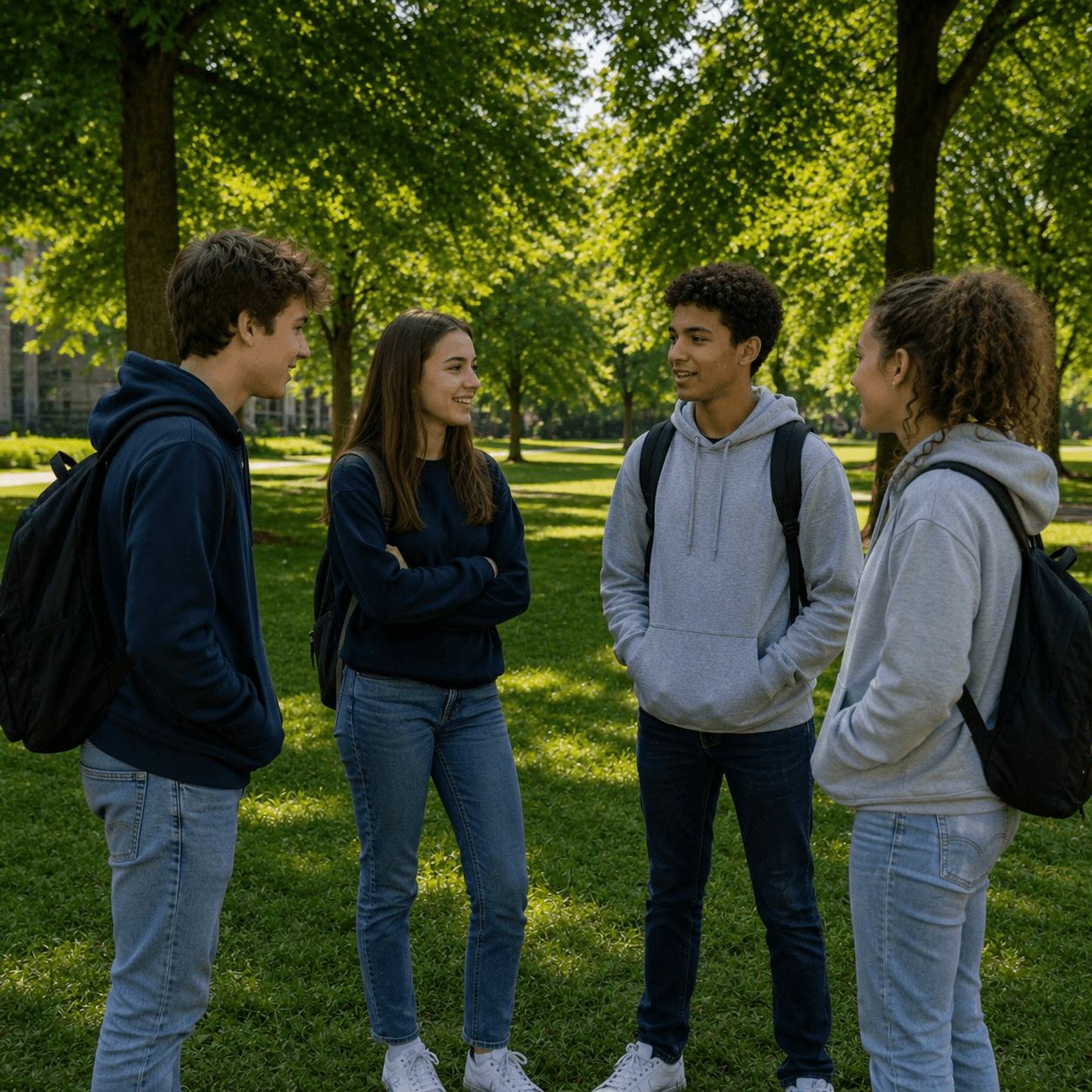 Enfants jouant dans un parc ensoleillé à Aurillac, loin des écrans